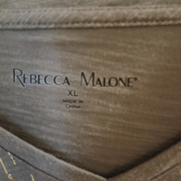 Rebecca Malone Women's Gray V Neck Top With Gold Confetti Studs Size XL - Picture 3 of 8